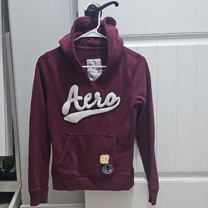 Aeropostale Maroon Hoodie with Cream Applique Girls Medium